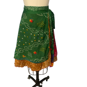 Silk Wrap Skirt – Size Small - Darn Good Yarn Green & Gold